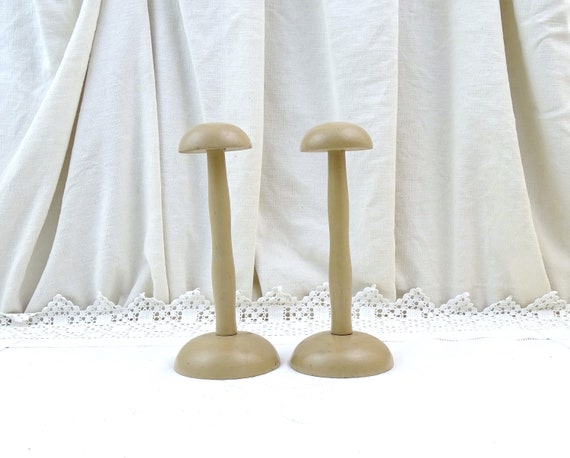 2 French Vintage 1940s Painted Wooden Hat Stand, Retro Milliners Shop Display Accessory France, Parisian Curio Brocante Home Decor