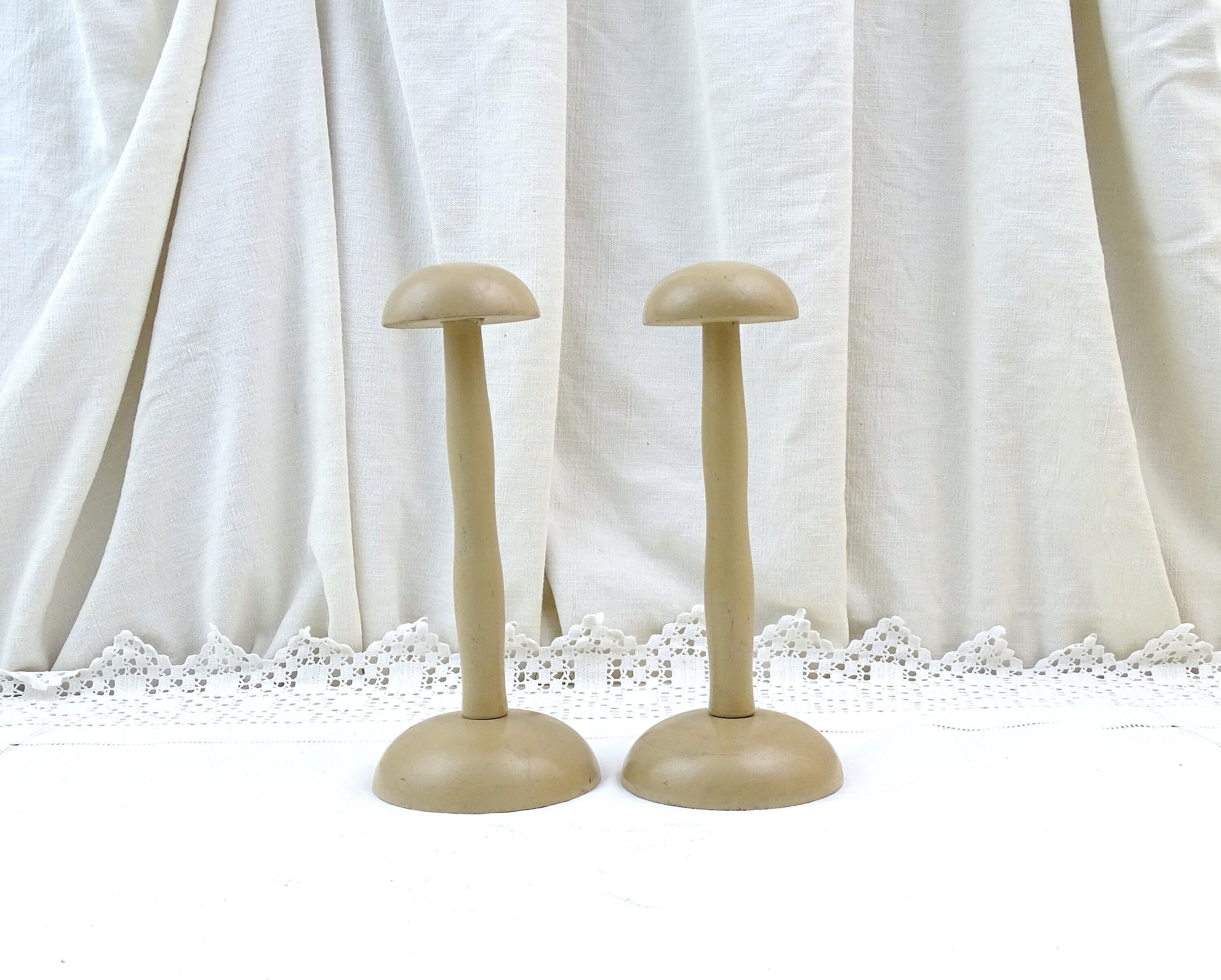 2 French Vintage 1940s Painted Wooden Hat Stand Retro Milliners
