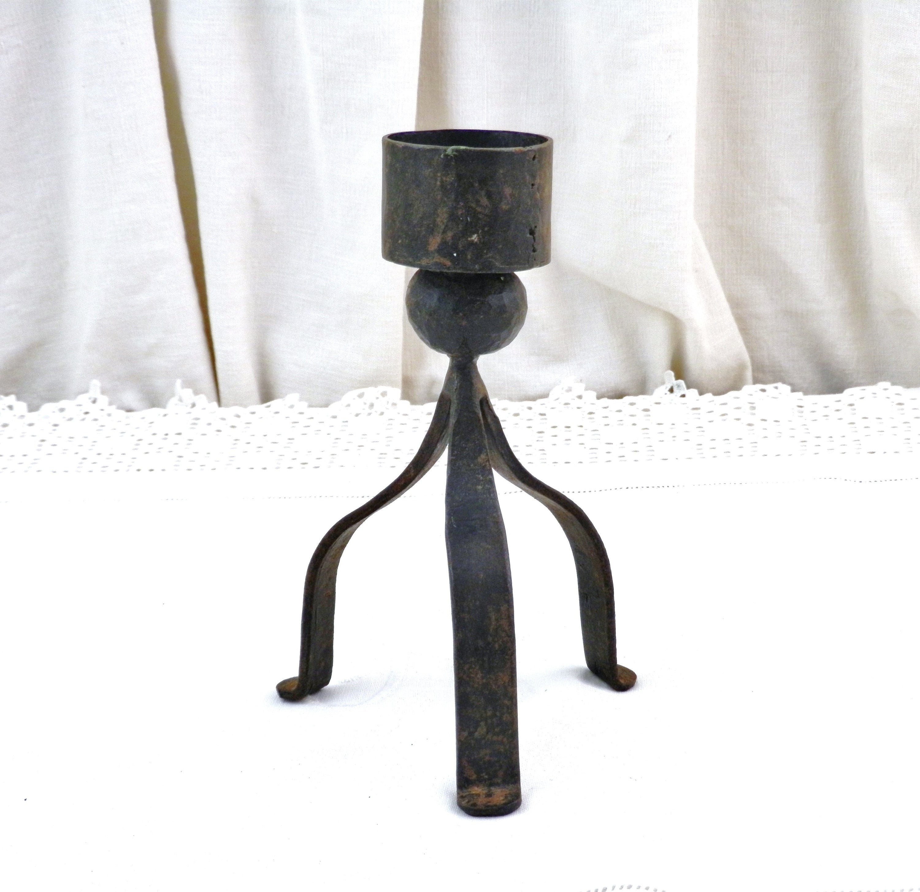 Vintage Iron Rustic Candle Holder, Hand Made Artisan Candle