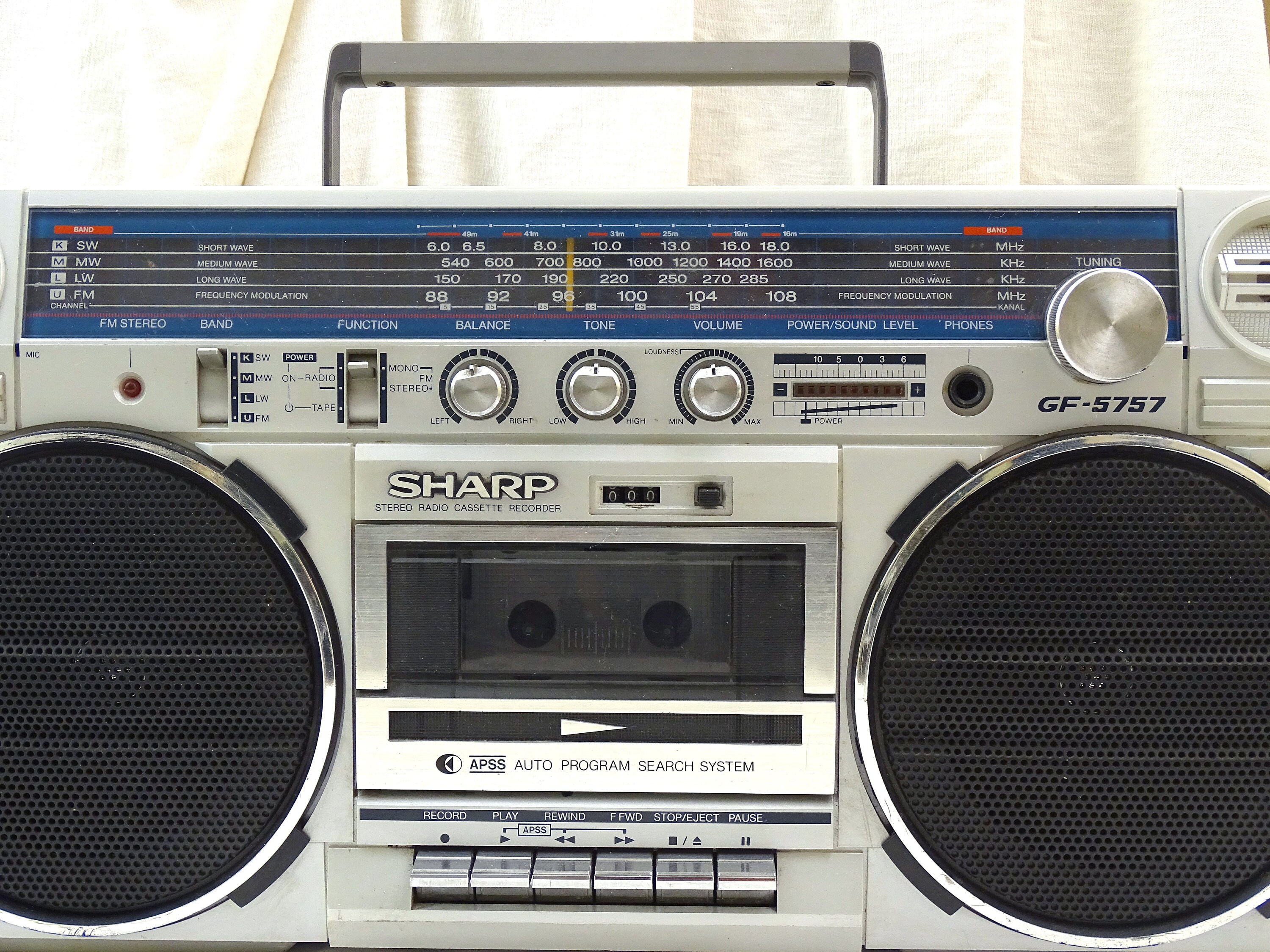 Vintage Portable Plastic Radio/ Retro Stereo Cassette Boombox Sharp/ Sharp  Radio Cassette Boombox / Vintage Electronics/ 80s 