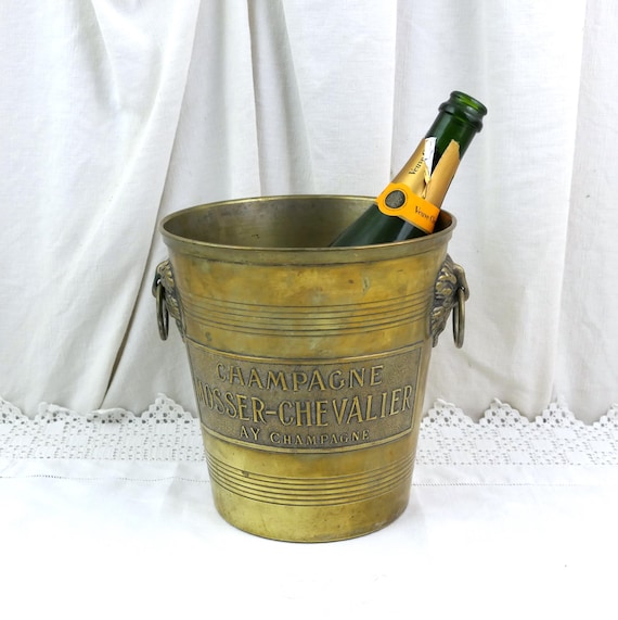 Antique French Mosser Chevalier Champagne Ice Bucket with Distressed Patina, Retro 1900s Ice Cube Holder France, Upcycled Plant Holder