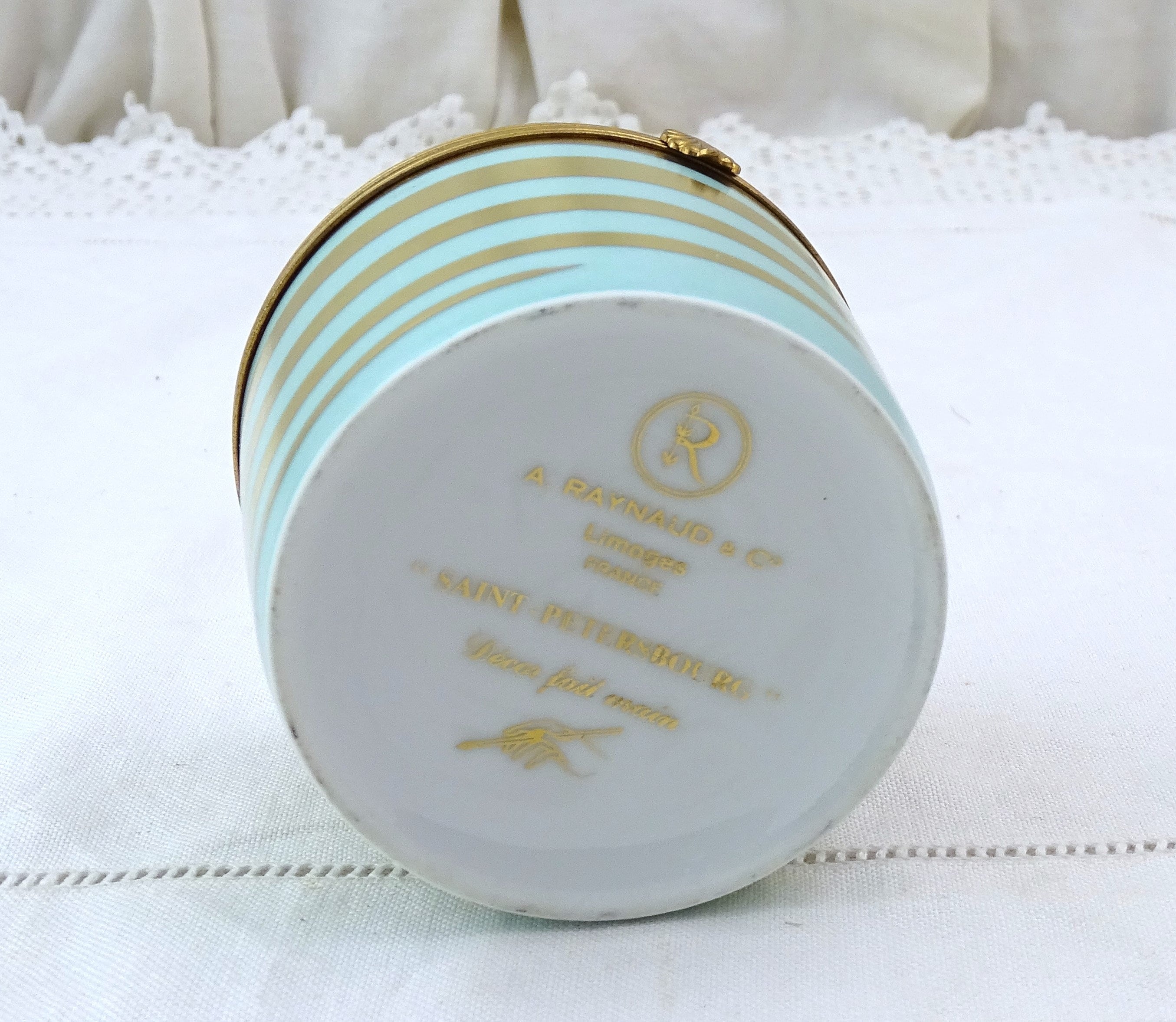 Vintage French A Raynaud and Co Limoges Porcelain Round Box