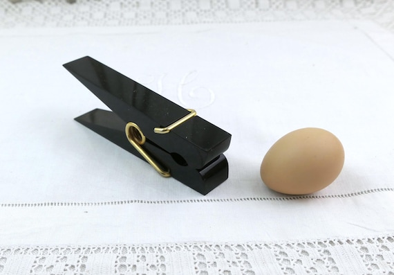 Vintage French Mid Century Oversized Desk Tidy Black Lucite Peg, Retro 1960s Office Item France, Super Size Decorative Clip Paper Weight