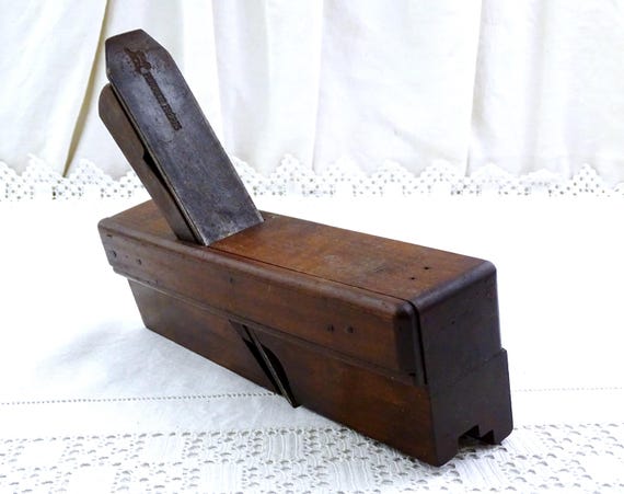 Antique French Peugeot Freres Carpenter Wooden Hand Held Molding Plane, Vintage Furniture Makers Wood Tools from France, Old Decor Items