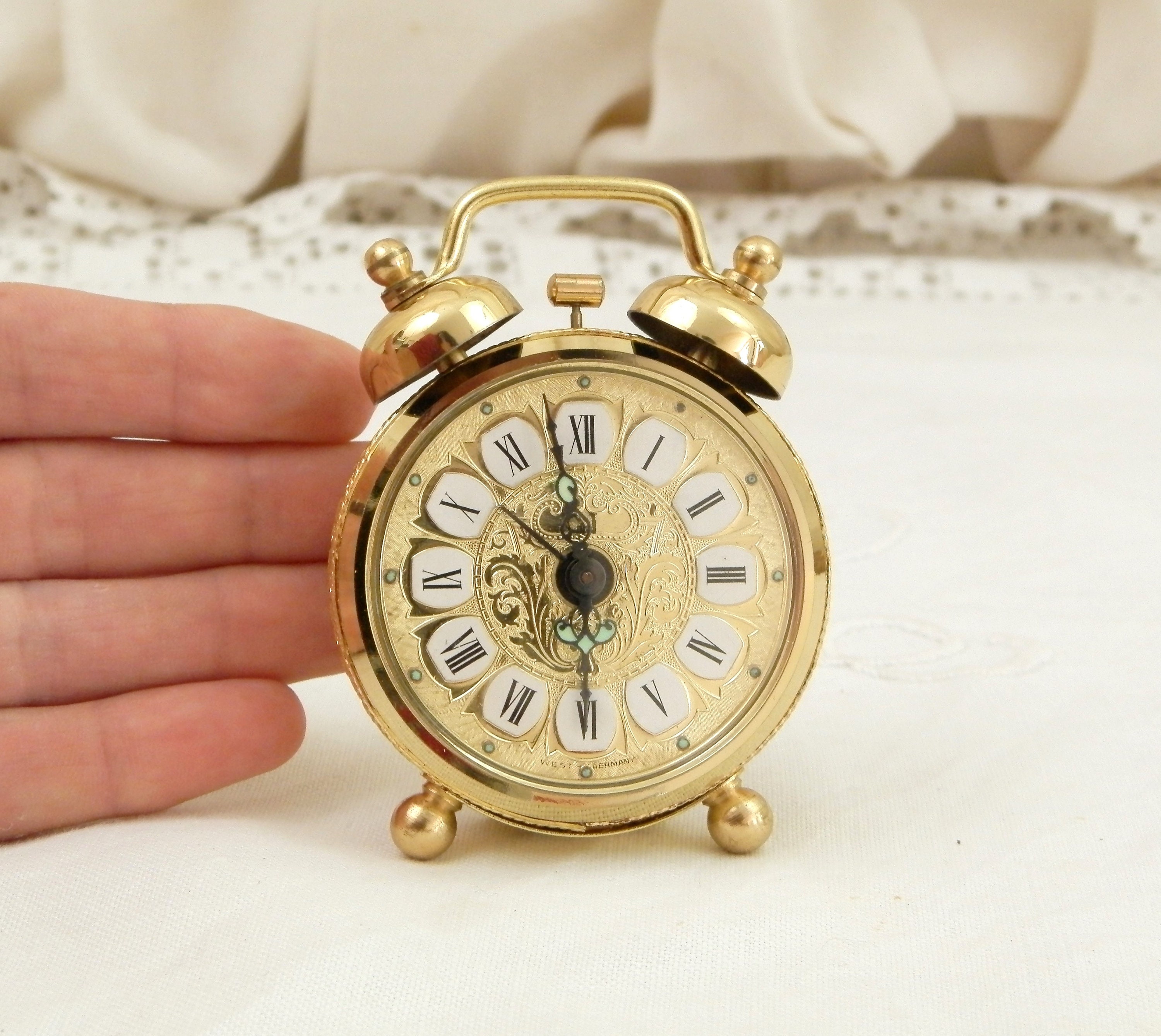 Small Vintage Mechanical Unused Alarm Clock, Retro 1970s West German