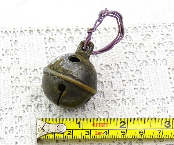Antique Bronze Farm Horse Bell, Retro Round Metal Sleigh Bell from France, Vintage Collectible Chime, Old Style Jingle Bell