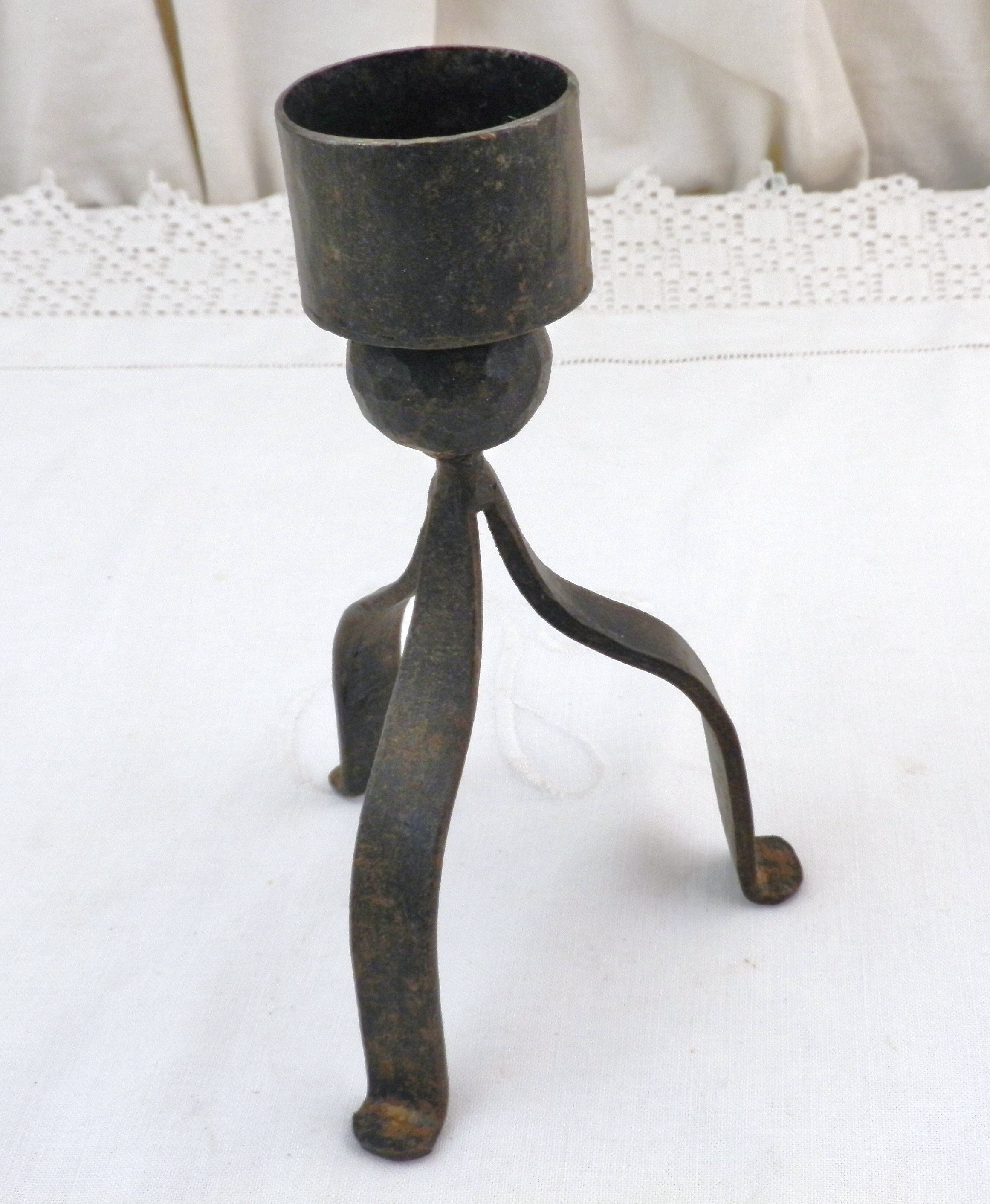 Vintage Iron Rustic Candle Holder, Hand Made Artisan Candle