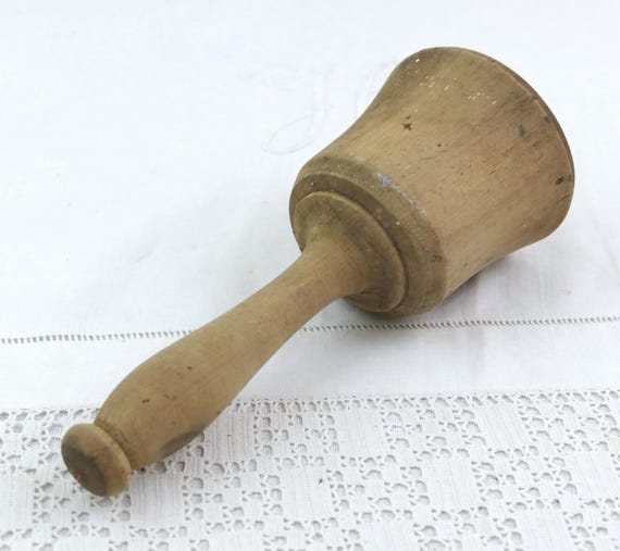 Antique French Turned Wooden Pestle, Retro Masher / Pounder made of Wood from France, Country Farmhouse Kitchen Decor, Cooking Utensil