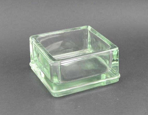 Vintage Mid Century French Large Square Glass Lumax Vide Poche / Ashtray Designed by Le Corbusier Charlotte Perriand, Retro 1960s Brutalist