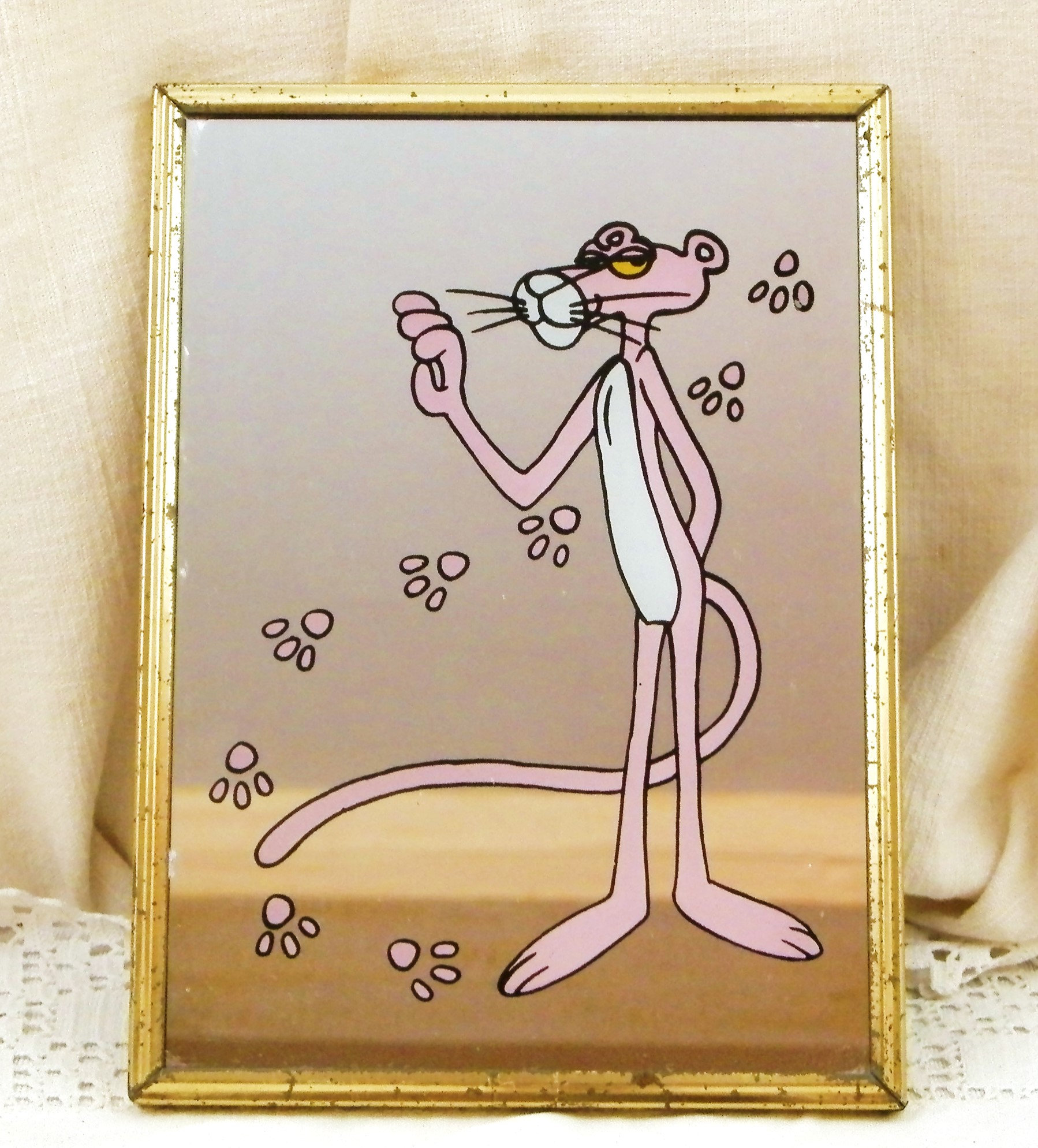 PINK PANTHER 壁掛け鏡パブミラー　ヴィンテージ品アンティーク ビンテージ アンティーク 1964年 ピンクパンサー パブミラー 鏡
