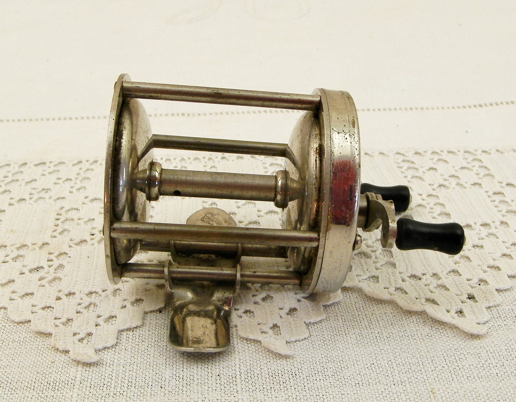 Vintage French Chrome Open Face Fishing Reel Quadruple by Unic with Two  Wooden Winding Handles, Old Retro Fisherman Collectible from France