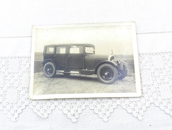 Antique French Large Gelatin Black and White Photograph of 1920s Voisin Automobile C1, Vintage Early 20 th Century Car Picture from France