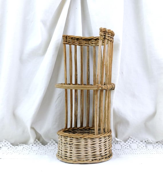 Vintage French Doll's Bakery Basket, Miniature Wicker Baguette Bread Basket, French Boulangerie Shop Display, Dollhouse Kitchen Decor
