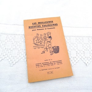 Vintage French Fish and Shellfish Recipes Cookbook Le Meilleures Recettes Culinaires Printed in 1938 Written in French, Retro Cuisine France