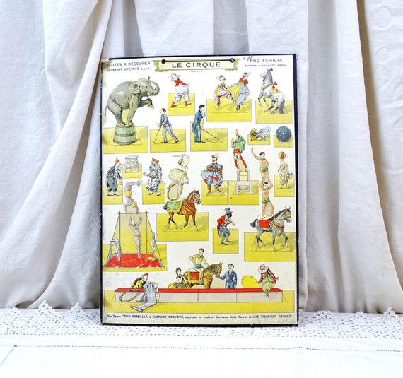 Vintage French 1980s Reedition of 19th Century Circus Illustrations by Pro Familia Editions H Bouquet Paris, Retro Wall Mounted Picture