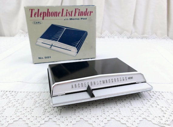 Vintage Unused 1950s Pop Up Telephone and Address Index Card Book with Memo Pad, Retro Phone Flip Up Number File  France, Old Style Office