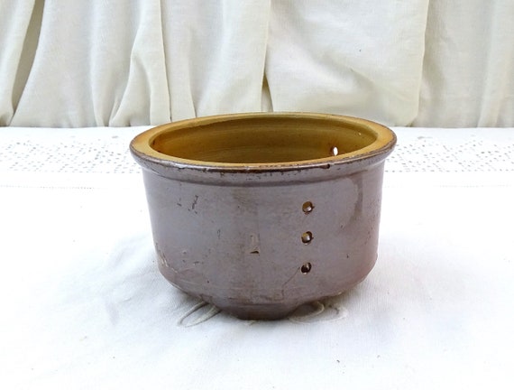 Antique French Pottery Cheese Strainer Mold from Western France, Vintage Rural Faisselle Drainer, Old Country Dairy Rustic Kitchen Decor