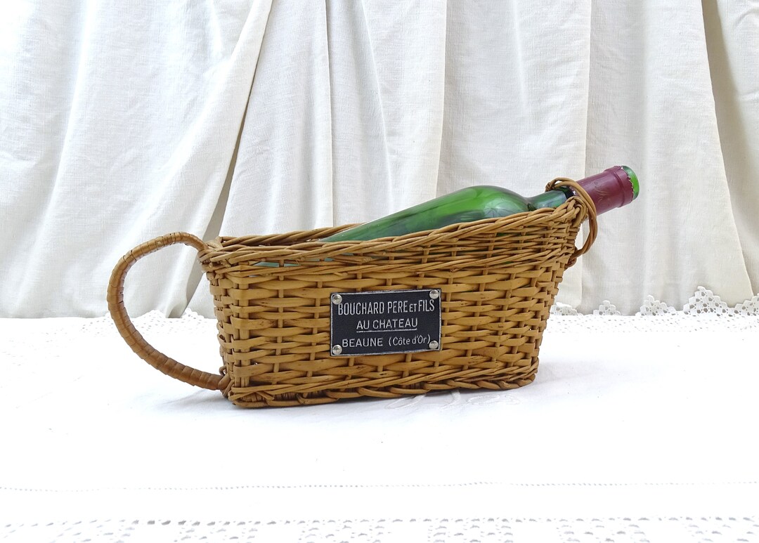 Vintage French Wine Bottle Wicker Serving Basket by Bouchard Etsy