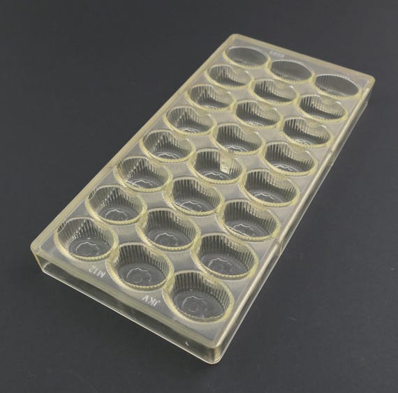 Vintage French Professional Oval Chocolate Mold with Woman Profile made of Clear Plastic, Retro Chocolatier Mould from France