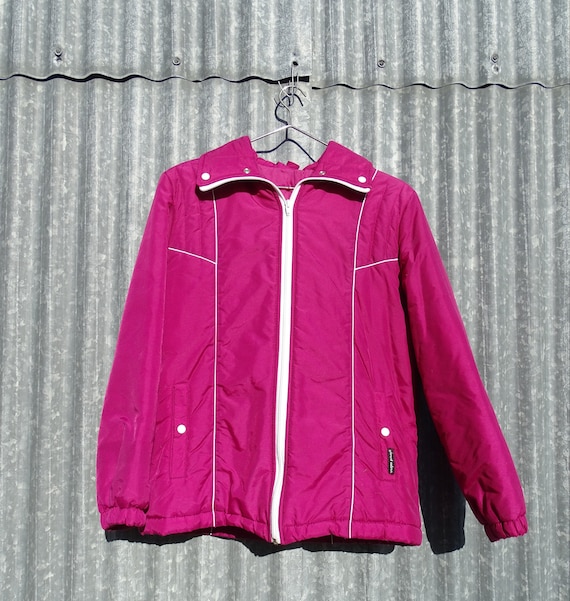 Vintage French 1980s Hot Pink Large Padded Winter Coat Size 46 Europe / 14 Uk / L USA Gerard Nelson, Retro Woman's Winter Jacket France