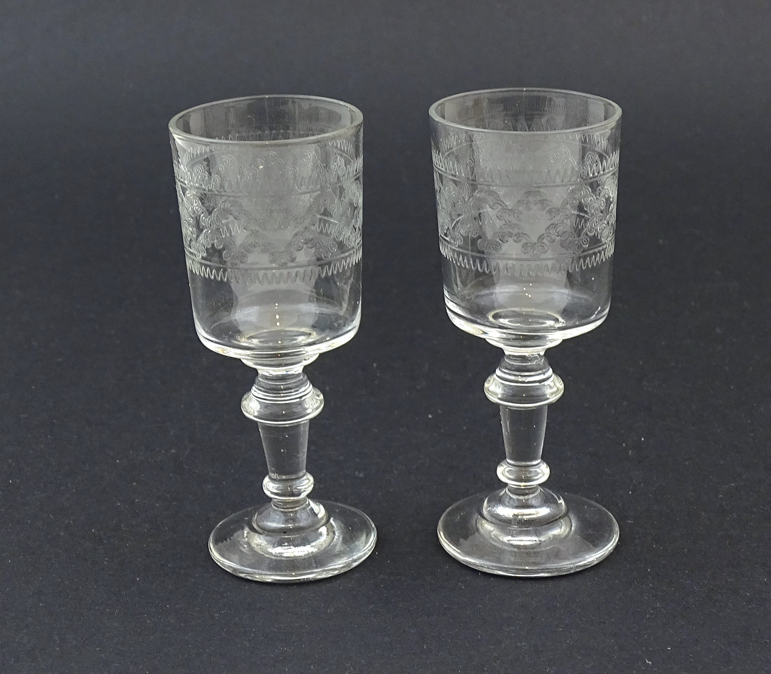 2 Small Monogrammed Wine Glasses