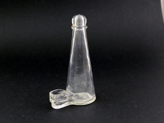 Small Antique French Clear Glass Bird Cage Waterer, Vintage European Pet Handmade Accessory from France, Humming Bird Feeder