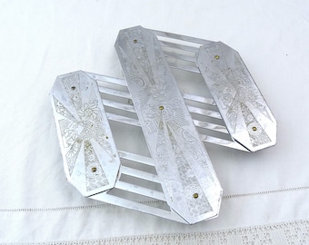 Dessous De Plat Ancien Pliable – Métal, Vintage Années 1920-1949 – Gris Acier