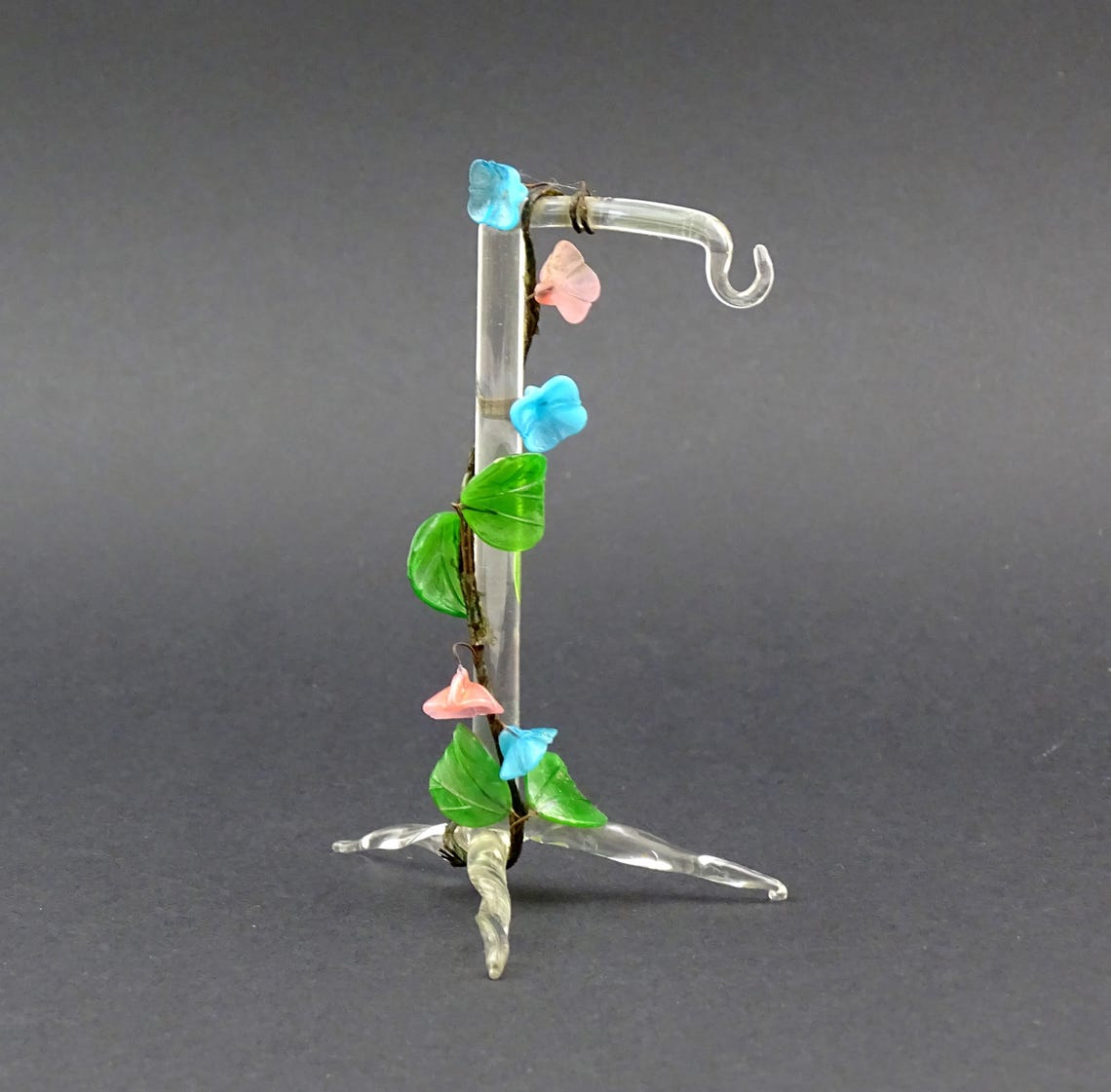 Antique Czech Glass Canes and Molded Glass Pocket Watch Hanger / Holder, Retro 1800s Time Piece Accessory, Vintage Pendant Jewelry Display, foto 2 di 5