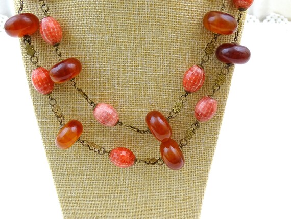 Vintage French Double Chain Bead Necklace with Ma… - image 3