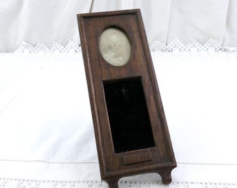 Small Antique French Primitive Hand Carved Free Standing Portrait Frame Made of Wood, Retro Home Made Pocket Watch Holder Picture Holder