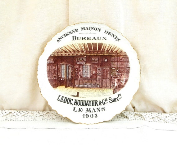 Antique French 1905 Decorative Wall Plate for the LeDuc Houdayer & Cie Store in Le Mans, Retro Historical Shop Promotional Gift from France