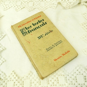 Vintage 1920s School Text Book from France, French 16th Century Literature, Retro Student Language Reading, Brocante Home Office Decor