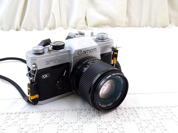 Vintage in need of REPAIR  1970s Canon FTb Film Camera with FD 100mm Lens Made in Japan, Retro MCM Photography Equipment, Old Analogue Photo