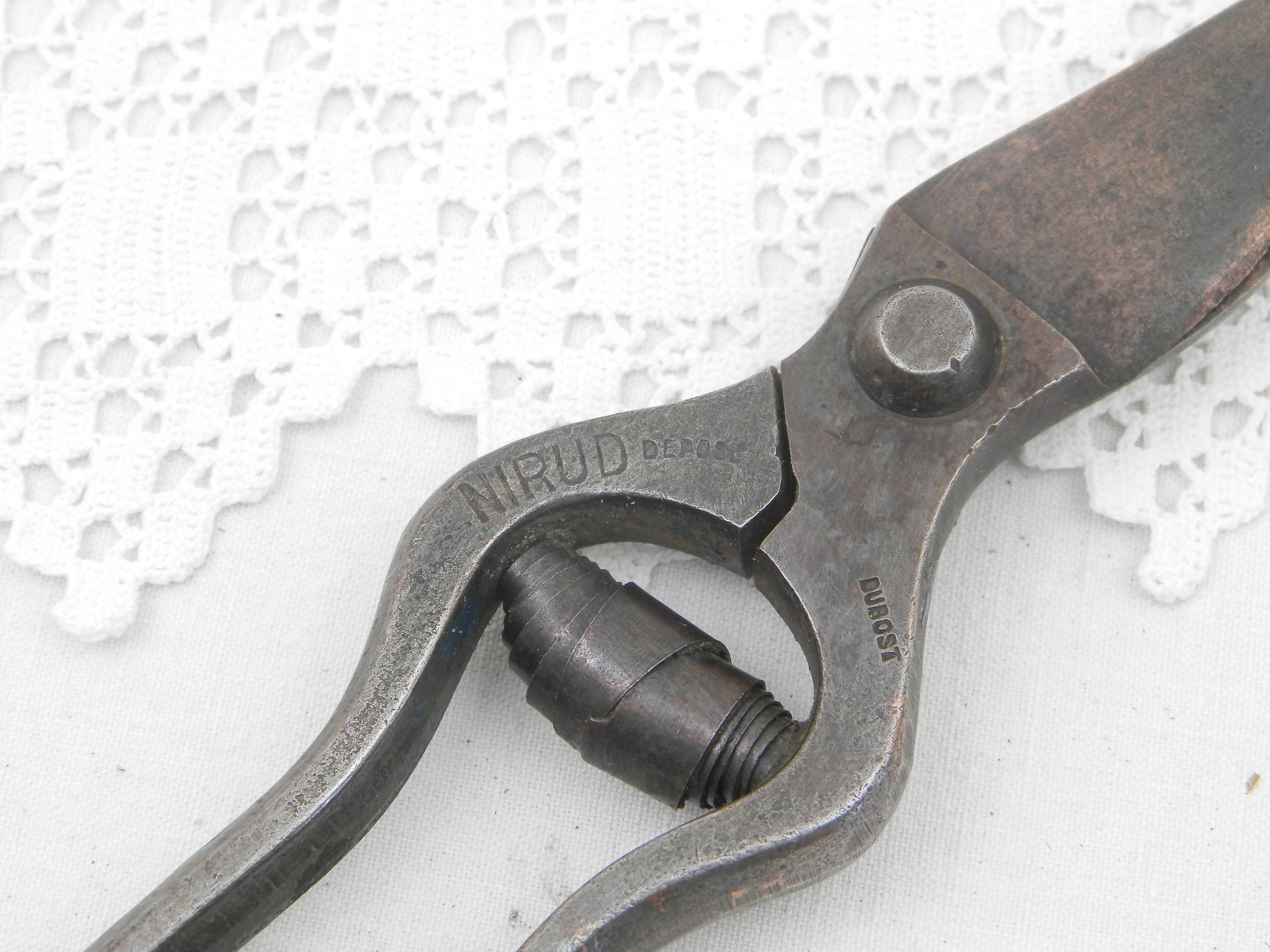 Antique French Iron Gardening Pruning Clippers, Cutting Secateurs from