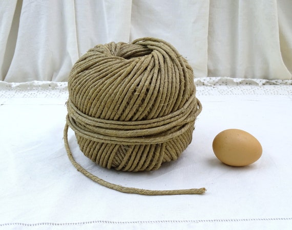 Large Ball of Vintage French Natural Twine, Retro Thick Cord From