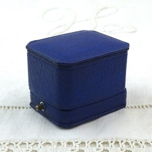 Vintage French Blue Jewelry Presentation Box for Pendant or Broach with Velvet and Satin Lining, Retro Jewelry Square Case from France