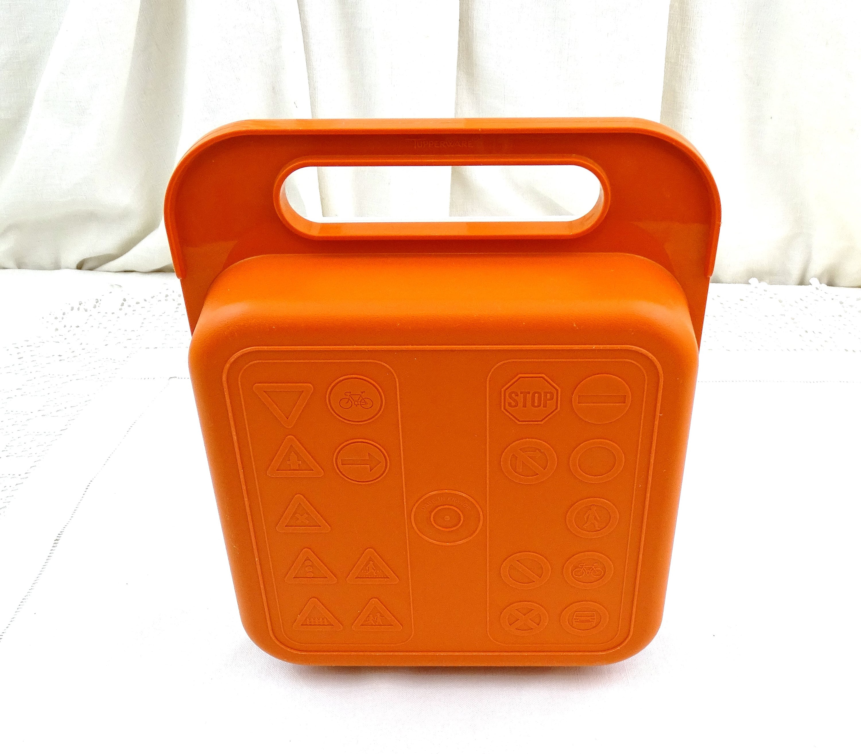 Vintage French Tupperware Bright Orange Lunch Box with Handle, Retro 1970s  Sandwich Holder for Child, Kids Meal Container from France