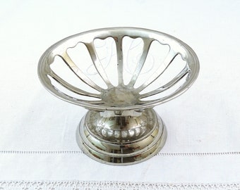Vintage French Chrome Plated Metal Footed Soap Dish, Retro Bathroom Accessory from France, Silver Colored Soap Bar Holder, Classy Decor