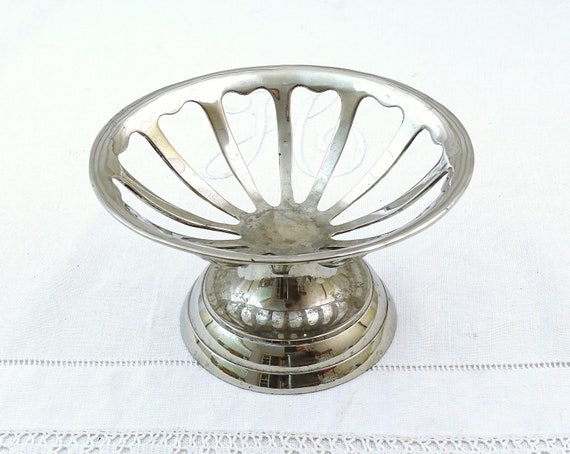 Vintage French Chrome Plated Metal Footed Soap Dish, Retro Bathroom Accessory from France, Silver Colored Soap Bar Holder, Classy Decor