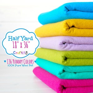 Choose your Color 1/2 Yard of Merino Wool Felt 18 X 36 100% Wool Felt by the Yard Wool Felt Wool Felt by the yard FINAL SALE image 1