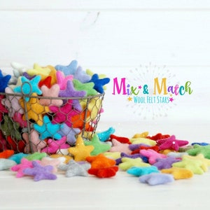 Mix & Match Wool Felt Stars: Handmade Craft Supplies (3-4cm)