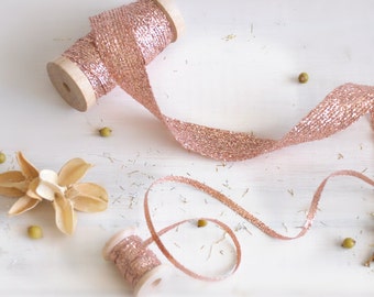 Metallic Braided Ribbon - 5/8 Inch and 1/8 Inch - Gold Ribbon, Wedding Ribbons, Silver Ribbon, Rose Gold Ribbon, DIY Weddings - Pack of 2