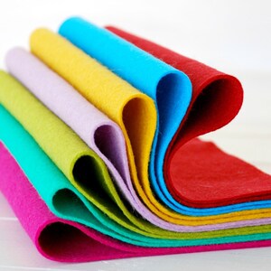 100% Wool Felt Sheets - &quot;Crafty Colors Collection&quot;  - 7 Wool Felt Sheets of 8&quot; x 12&quot; -  Wool Felt Sheets - Final Sale