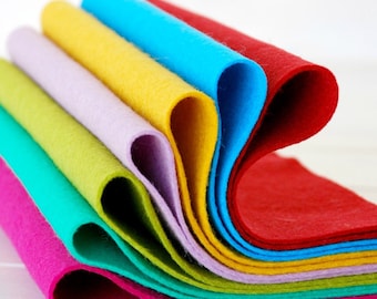 Fogli di feltro di lana al 100%: collezione Crafty Colors, 8"x12" (7 fogli)