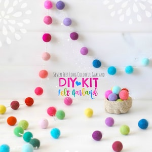 DIY Felt Ball Garland Kit: 7ft Colorful Party Decor