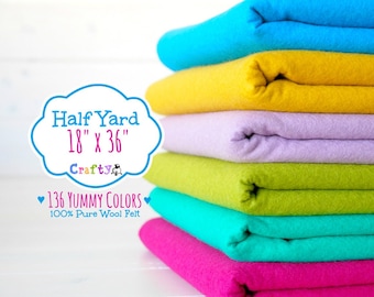 Choose your Color - 1/2 Yard of Merino Wool Felt - 18" X 36" - 100% Wool Felt by the Yard - Wool Felt - Wool Felt by the yard - FINAL SALE