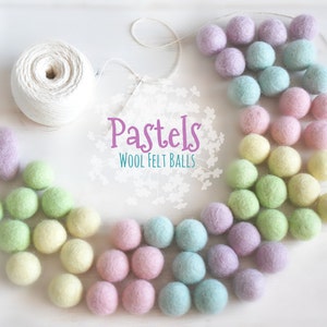 Pastel Wool Felt Balls (18-20mm): DIY Garland Kit, Craft Supplies