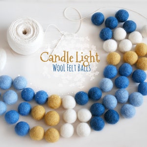 Felt Balls - Hanukkah Felt Balls #2 - 100% Wool Felt Balls - 50 Wool Felt Balls - (18-20 mm) -Felt Balls - Happy Hanukkah Garland - 2cm Poms