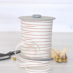 Natural Cotton Ribbon with Copper - 109 Yards Spool - Ribbons - 1/4&quot; Wide - Natural with Copper - DIY Weddings - Metallic Ribbons - Trims