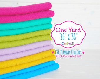 Choose your Color - 1 Yard - 100%  Merino Wool Felt by the Yard - 36" X 36" - Choose your Color - 1 Yard - Felt by the Yard - FINAL SALE